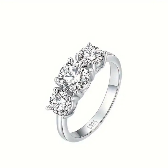 Certified 4ct. t.w. Moissanite Diamond 3 Stone Wedding Engagement Ring NEW